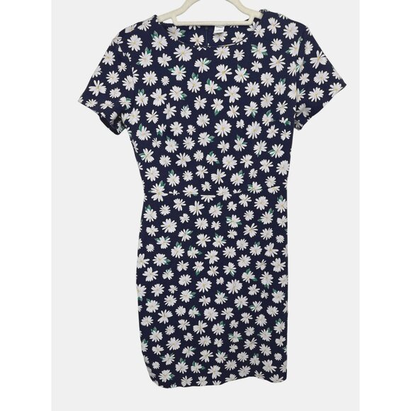 Old Navy Dress Womens Size S Daisy Flower Floral Navy Blue Short Sleeve Mini - Picture 1 of 11